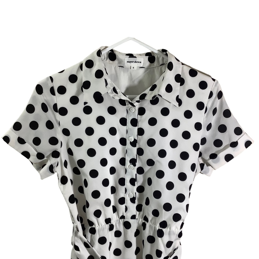 Superdown Paula Polka Dot Button Up Mini Dress - image 2